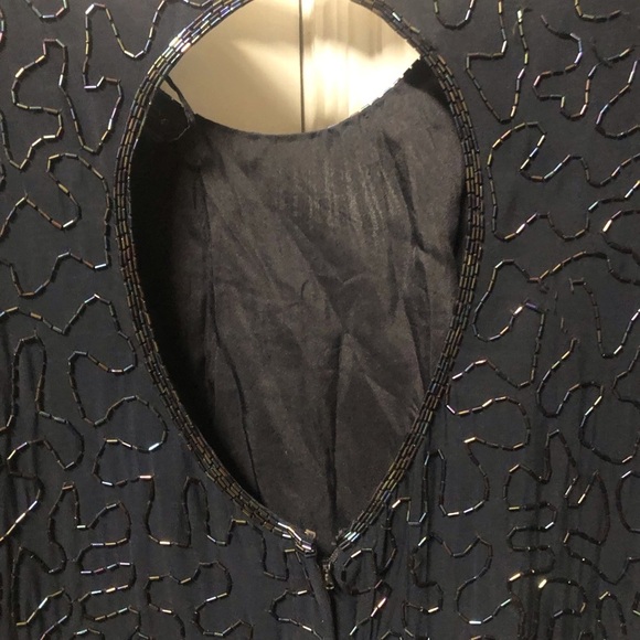 Vintage Navy Blue Beaded and Sequined Cocktail Dress Size Large - Picture 7 of 10